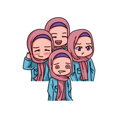 Illustration of female character wearing hijab