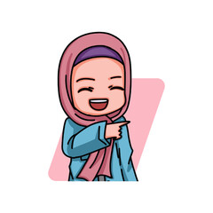 Illustration of female character wearing hijab