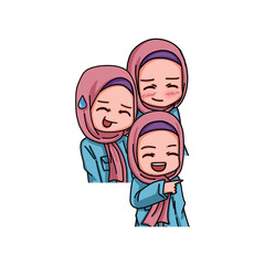 Illustration of female character wearing hijab