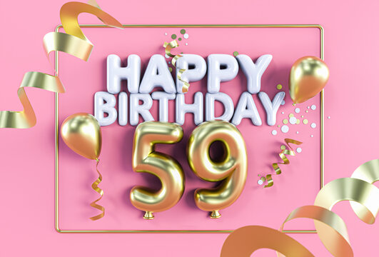 Happy Birthday 59 in Gold auf Rosa