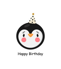 Cute Penguin. Cartoon style. Vector illustration. For card, posters, banners, books, printing on the pack, printing on clothes, fabric, wallpaper, textile or dishes.