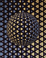 colourful harbor lights with ripples from water reflection pattern and mosaic over sphere design