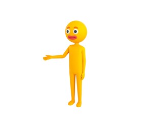 Yellow Man character introducing in 3d rendering.