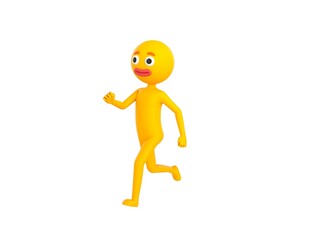 Yellow Man character running in 3d rendering.