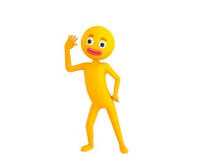 Yellow Man character hold hand near ear listening rumors in 3d rendering.