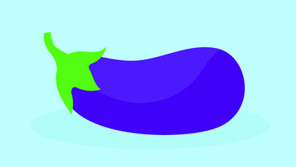 Eggplant with green tail, illustration, vector