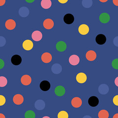 Abstract seamless pattern with vintage colorful circles. Round corner geometric shapes.