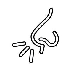 Nose and Smell outline Icon. Line art vector.