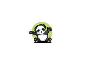 Panda game and happy illustration