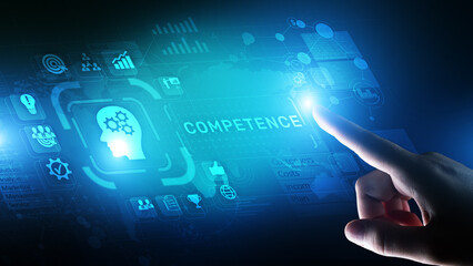 Competence Skill Personal development Business concept on virtual screen.