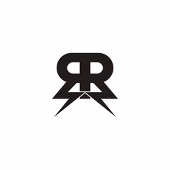 Printletter rr simple geometric thunder powerful symbol logo vector