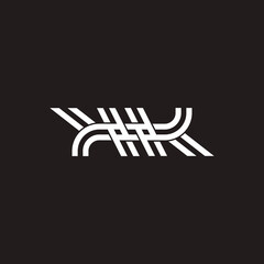 letter kk stripes linear art geometric line logo vector