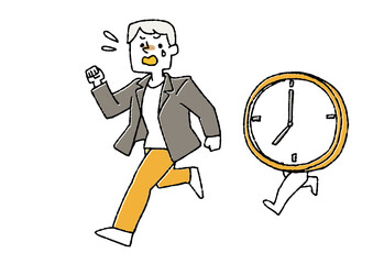 時間に追われる人　現代人の時間の使い方についてのコンセプトアート
