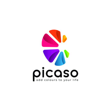 Picaso - A rainbow colour logo design for a paint company - Four Colour Logo