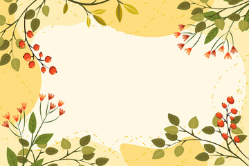 Seamless pattern background vector illustration of branches with leaves berries for decoration