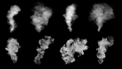 Raamstickers Rook set geïsoleerd op zwarte achtergrond. Transparant rookeffect. © Miha Creative