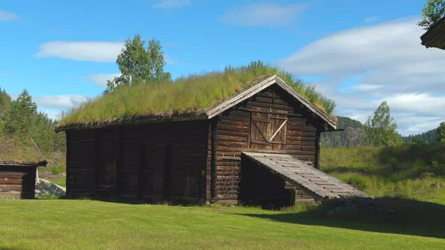 historic 200 year old barn kviteseid telemark norway sunny day