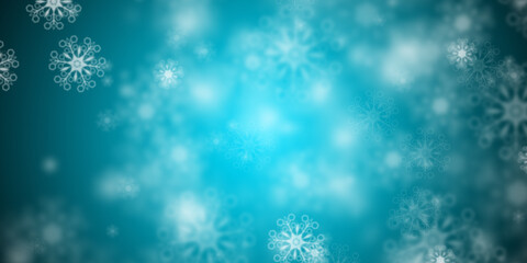 Abstract light blue background with flying snowflakes