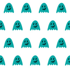 Cute poltergeist ghost boo seamless pattern for halloween - obrazy, fototapety, plakaty