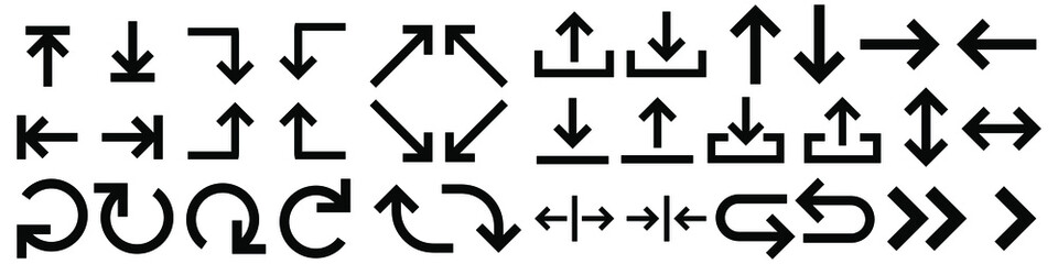 Arrow icon vector set. Black sign illustration collection, isolated on white background.