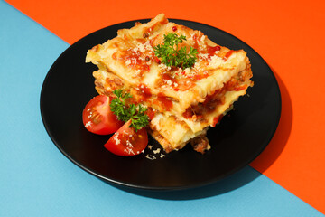 Concept of delicious food - Lasagna, close up