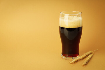 Concept of fresh drink, kvass, space for text
