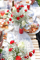 A view of a catered picnic.
