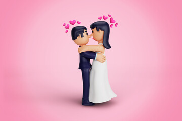 3d character romantic wedding couple moments