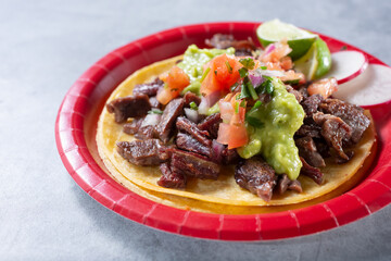 A view of an arrachera street taco.