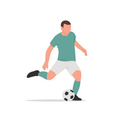 Fototapeta na wymiar Soccer player quick dribbling and shooting a ball vector illustration