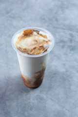 A view of a frozen coconut smoothie.