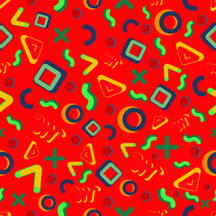 Retro memphis seamless color pattern. 80-90s. Vector illustration