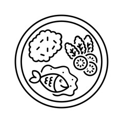 Black line icon for Food plate