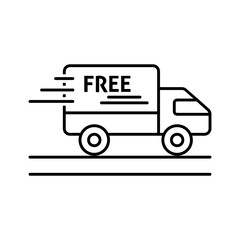 Black line icon for Free shipping