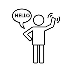 Obraz premium Black line icon for Hello