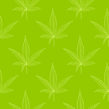 Seamless pattern with marijuana leaves in monochrome. Background for fabric, wrapping paper, banner, digital paper, banner. Vector design with cannabis.