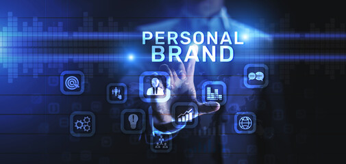 Personal branding development marketing concept on virtual screen.