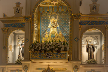 Pangasinan, Philippines - The statue of Our Lady of Manaoag is a 17th-century ivory and silver...