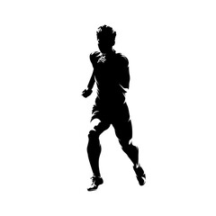 Fototapeta na wymiar Running teenager, young athlete. Abstract isolated vector silhouette. Sports