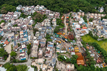 Top down view of village in Fanling of Hong Kong