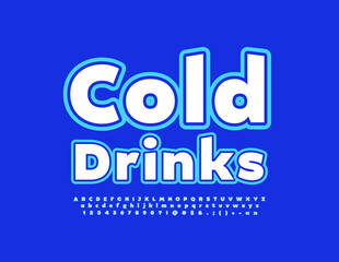 Vector bright emblem Cold Drinks. Artistic Alphabet Letters, Numbers and Symbols set. Creative modern Font
