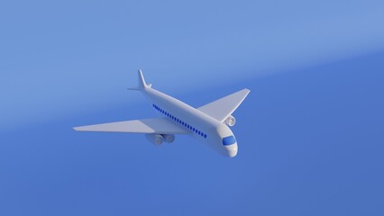 Fototapeta na wymiar Airplane in the sky. Stylized 3d illustration.
