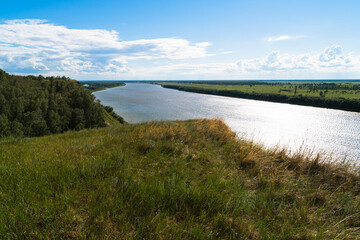 river view with high cliff in summer