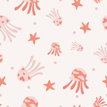 seamless pattern with cute jellyfish background