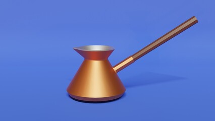 Turkish coffee pot. Stylized 3d illustration.