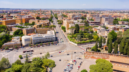 Aerial view of the San Lorenzo district of Rome, Italy. The area is mainly inhabited by students...