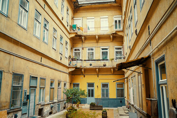 Fototapeta na wymiar Europian architecture. Building with .courtyard.