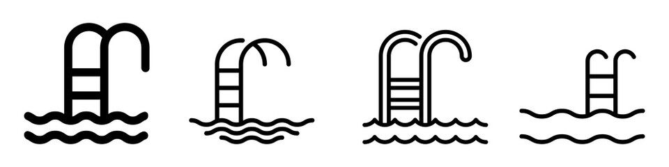 Swimming pool icon vector set. Simple thin line, outline illustration. - obrazy, fototapety, plakaty