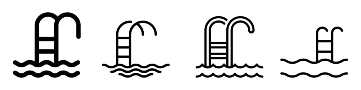 Swimming pool icon vector set. Simple thin line, outline illustration.