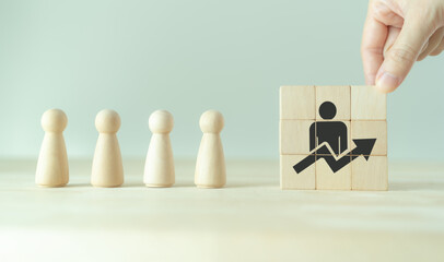 Business, personal development concept. Improving and developing  competency, performance. Wooden...